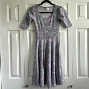 LuLaRoe Lavender Floral Skater Dress Fit & Flare size XXS